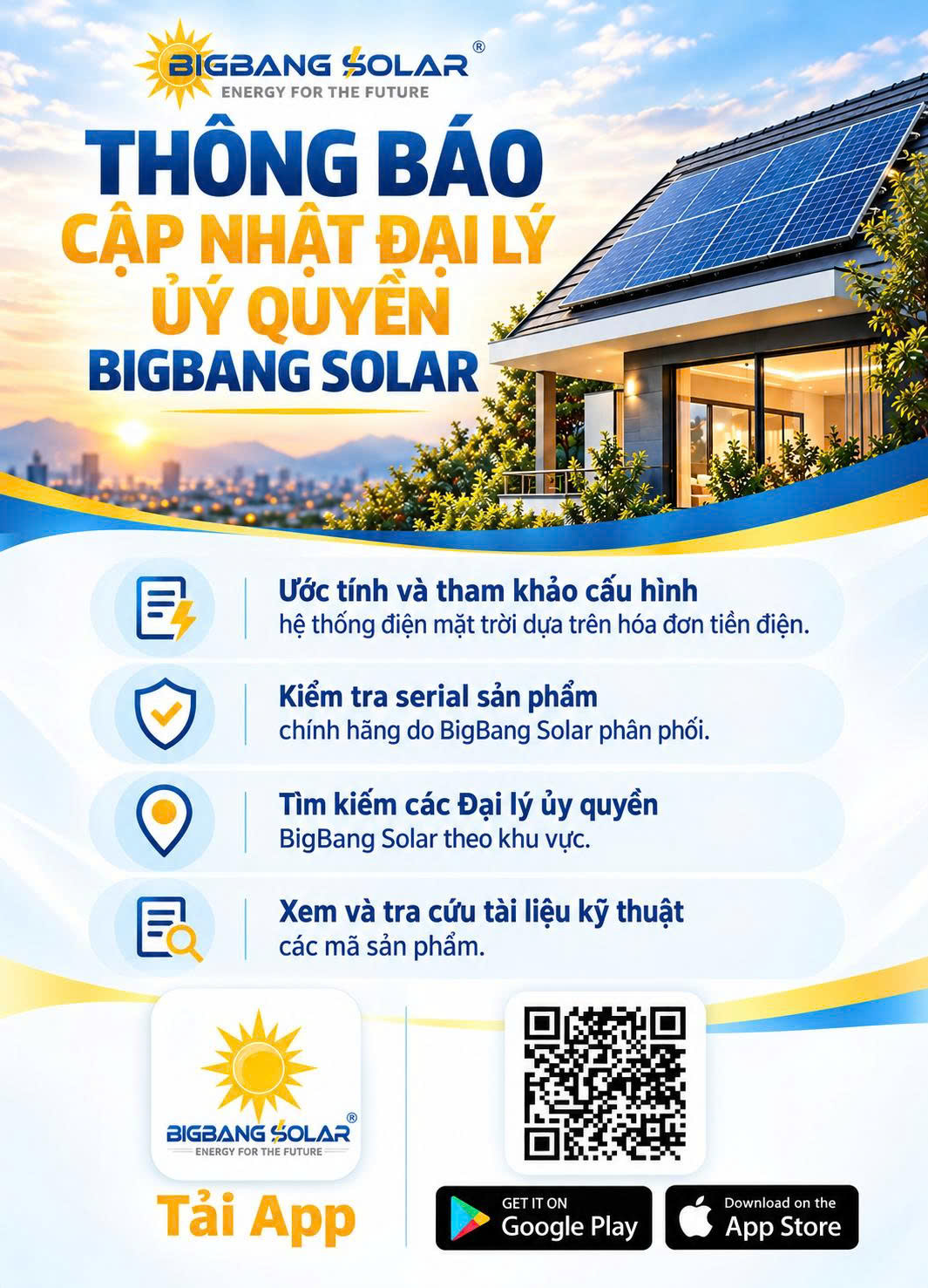 THÔNG BÁO CẬP NHẬT HỆ THỐNG ĐẠI LÝ ỦY QUYỀN BIGBANG SOLAR.