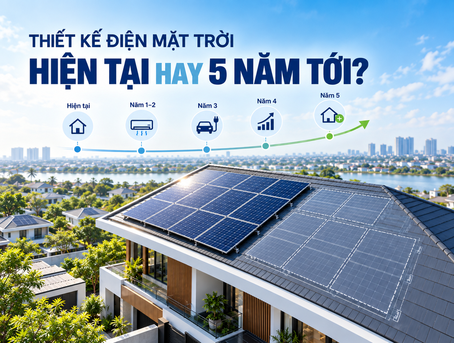 NÊN THIẾT KẾ ĐIỆN MẶT TRỜI THEO HÓA ĐƠN HIỆN TẠI HAY NHU CẦU 5 NĂM TỚI