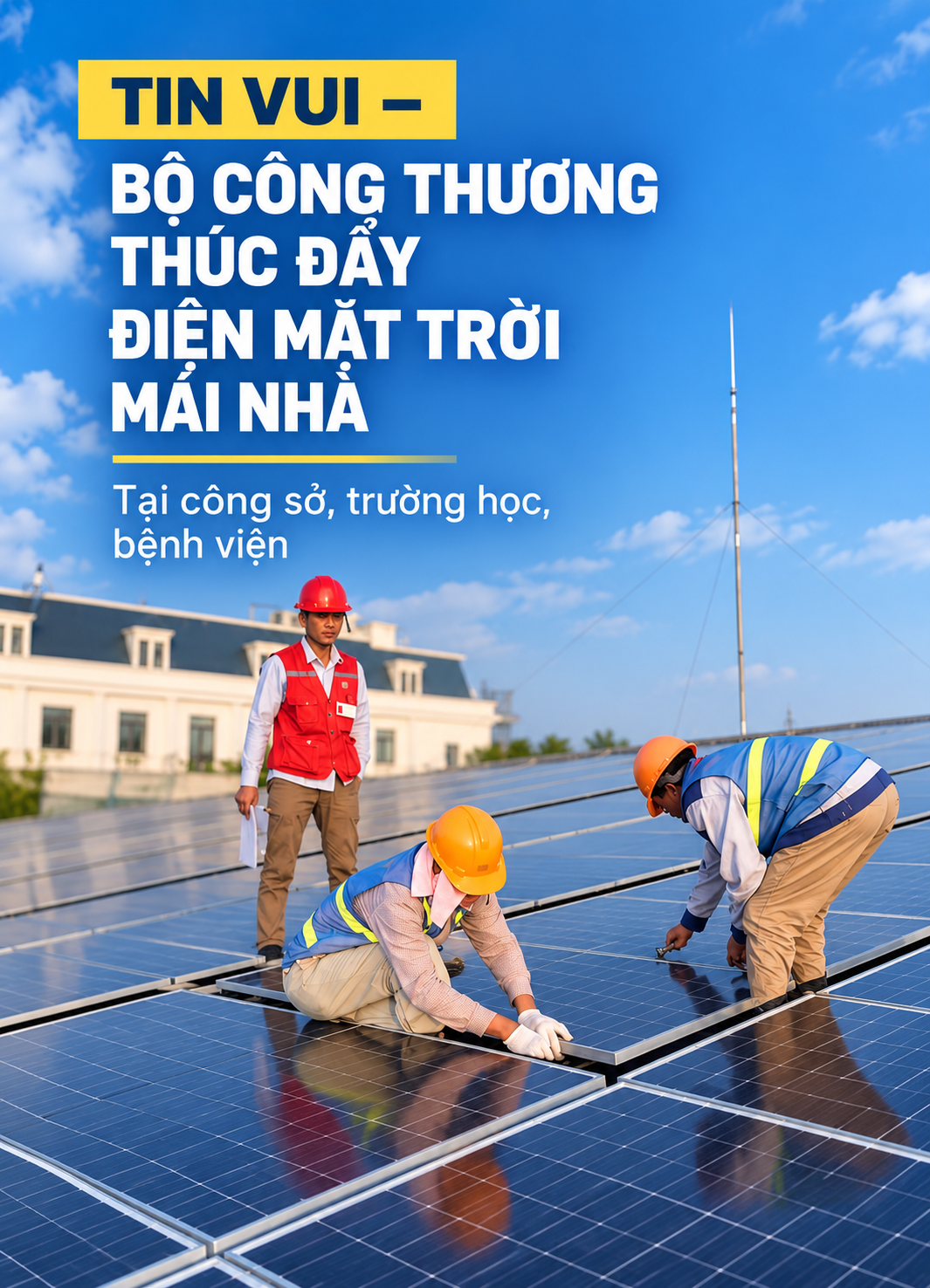 TIN VUI - BỘ CÔNG THƯƠNG THÚC ĐẨY ĐIỆN MẶT TRỜI MÁI NHÀ TẠI CÔNG SỞ, TRƯỜNG HỌC, BỆNH VIỆN