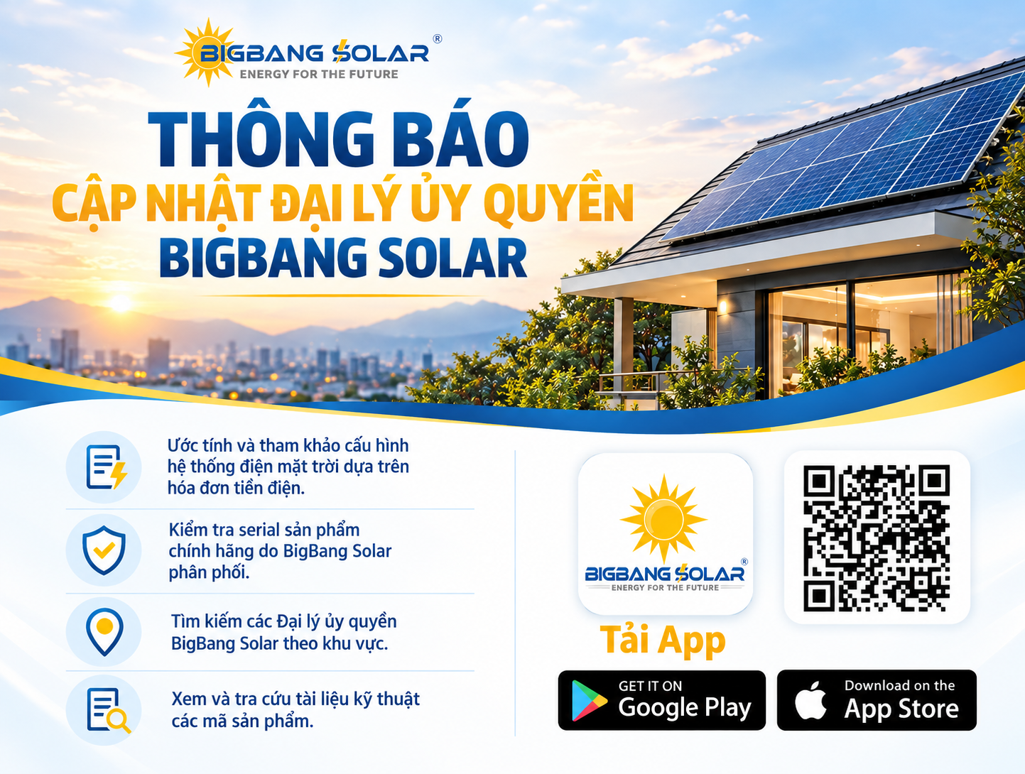 THÔNG BÁO CẬP NHẬT HỆ THỐNG ĐẠI LÝ ỦY QUYỀN BIGBANG SOLAR.