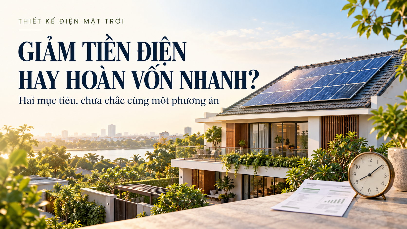 THIẾT KẾ ĐIỆN MẶT TRỜI: GIẢM TIỀN ĐIỆN TỐI ĐA CÓ LUÔN HOÀN VỐN NHANH NHẤT?