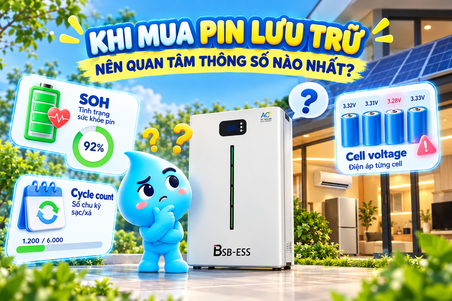 KHI MUA PIN LƯU TRỮ, NÊN QUAN TÂM SOH, CYCLE COUNT, CELL VOLTAGE HAY THÔNG SỐ NÀO NHẤT?